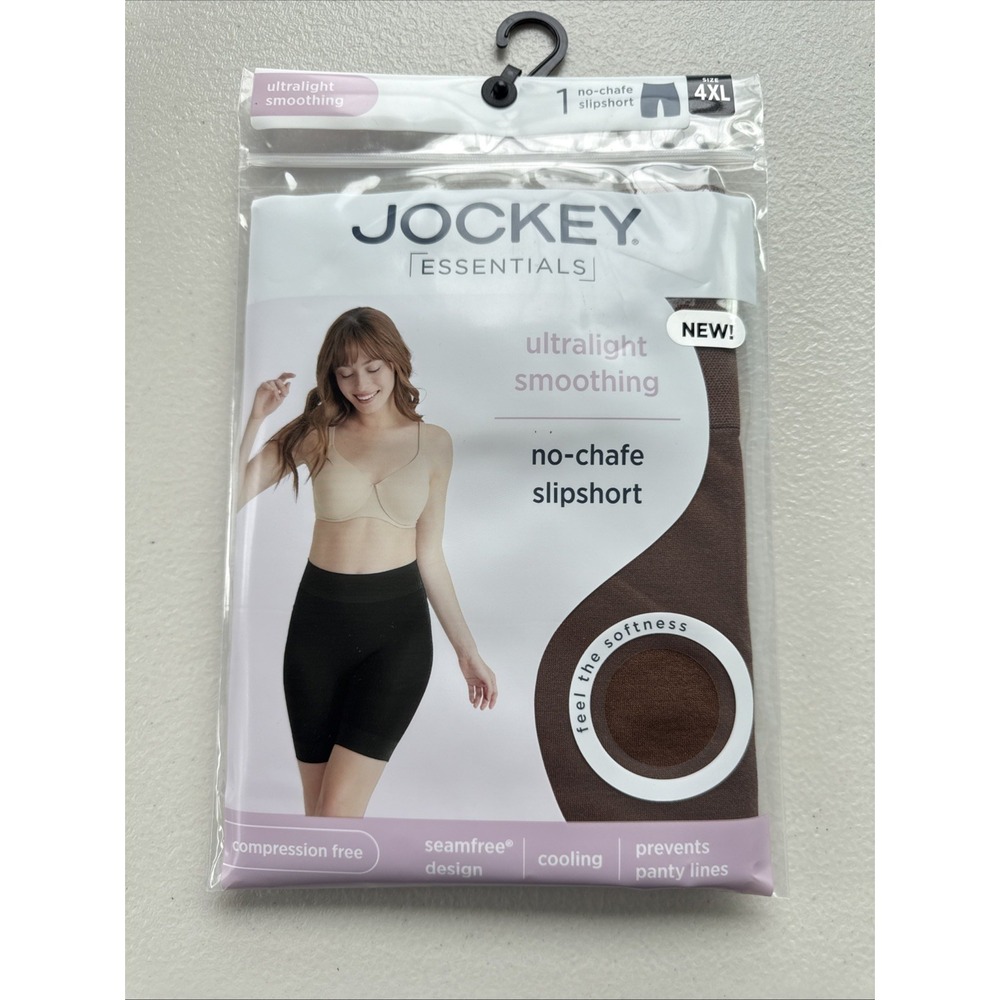 Jockey Essentials Womens 4XL No Chafe Slipshort BROWN Ultralightโ Smoothing